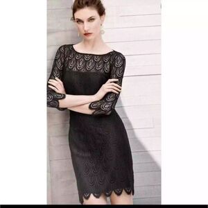 Lilly Pulitzer Hera Black Eyelet Lace Crochet Sheath Cocktail Dress Size 4